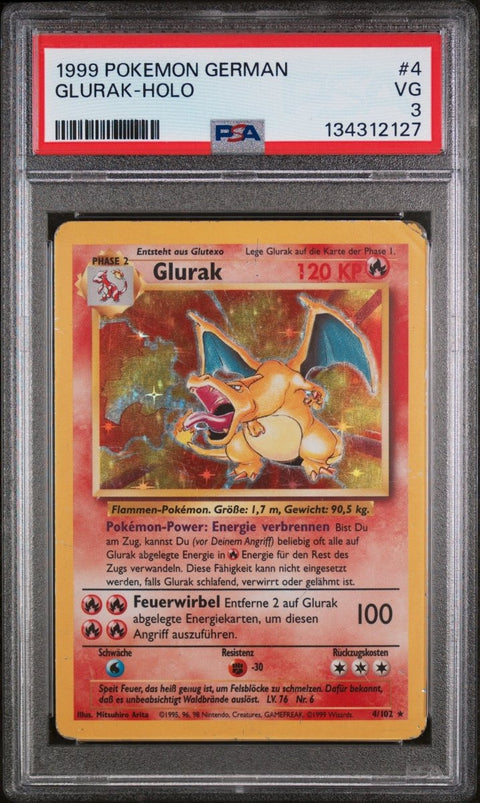 1999 Pokémon German 4 Glurak Holo PSA 3 - underpaidcollectibles