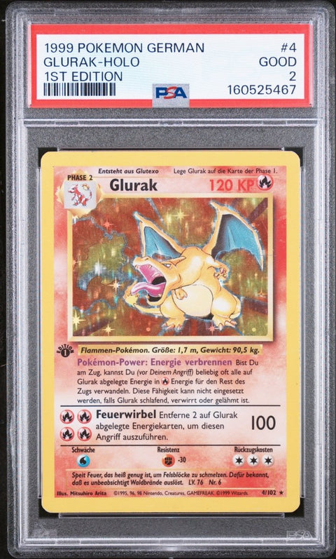 1999 Pokémon German Glurak Holo 1st Edition 4 PSA 2 - underpaidcollectibles