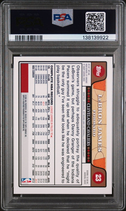 2008 Topps 23 LeBron James Chalk Toss PSA 9 - underpaidcollectibles