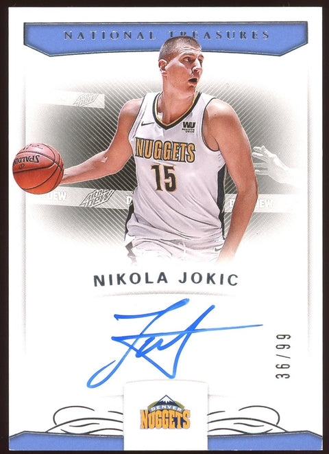 2017 - 18 Panini National Treasures Basketball NBA Nikola Jokic Auto S - NJK On Card /99 - underpaidcollectibles