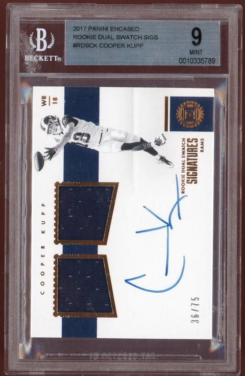 2017 Panini Encased Football Cooper Kupp Rookie Dual Swatch BGS 9 - underpaidcollectibles