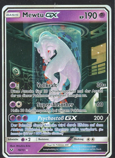 2017 Pokémon Mewtu GX Schimmernde Legenden 78/73 Alt Art (DE) - underpaidcollectibles