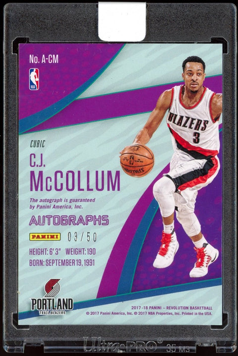 2017/18 Panini Revolution Basketball C.J. McCollum Cubic Autograph /50 - underpaidcollectibles