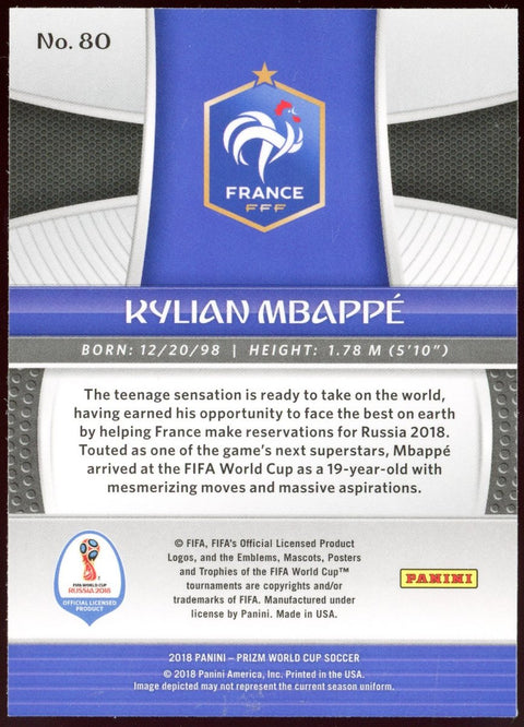 2018 Panini Prizm World Cup Soccer Kylian Mbappe 80 - underpaidcollectibles