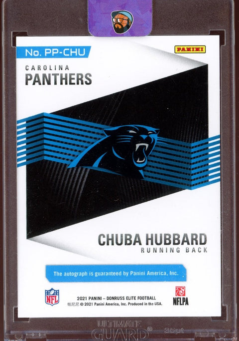 2021 Panini Donruss Elite Football Chuba Hubbard Pen Pals Rookie Auto - underpaidcollectibles