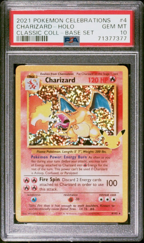 2021 Pokémon Celebrations Classic Collection 4 Charizard Holo PSA 10 - underpaidcollectibles