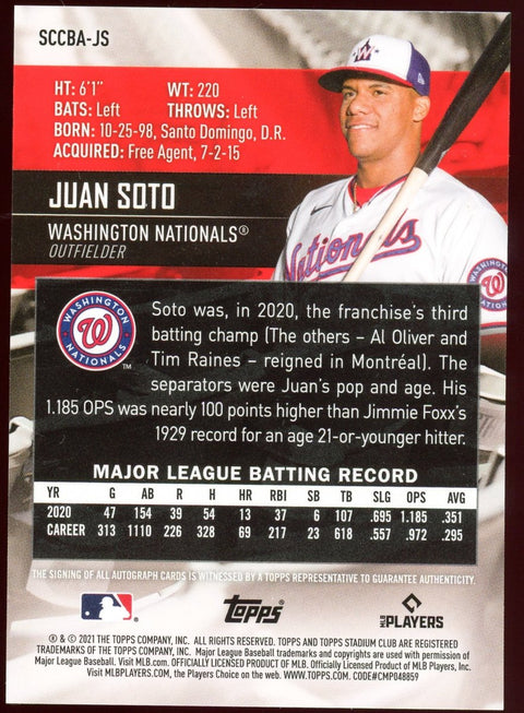 2021 Topps Chrome Stadium Club Chrome Juan Soto Autograph SCCBA-JS - underpaidcollectibles