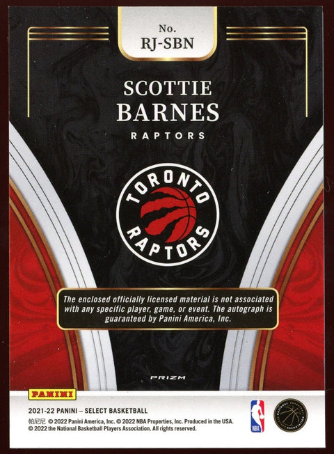 2021/22 Panini Select NBA Scottie Barnes Rookie Jersey Auto RJ-SBN - underpaidcollectibles