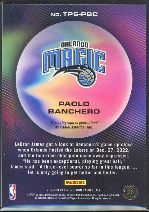 2022 - 23 Panini Recon Basketball Paolo Banchero True Potential RPA /25 Rookie - underpaidcollectibles