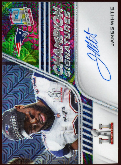 2022 Panini Spectra NFL James White Champion Signatures Auto /25 CS-JW - underpaidcollectibles