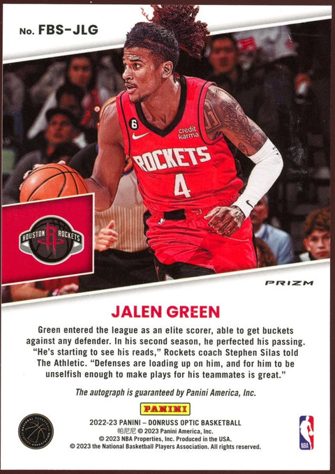 2022/23 Panini Donruss Optic Basketball Jalen Green Fast Break Signatures Auto - underpaidcollectibles
