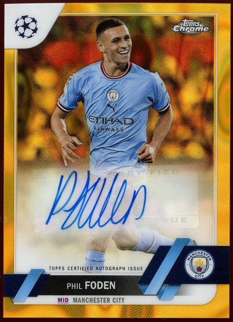 2022/23 Topps Chrome UCC Phil Foden Autograph Gold Lava - underpaidcollectibles