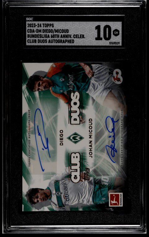 2023 - 24 Topps Bundesliga 60th Anniversary Celebration Diego / Micoud Dual Autograph SGC 10 - underpaidcollectibles