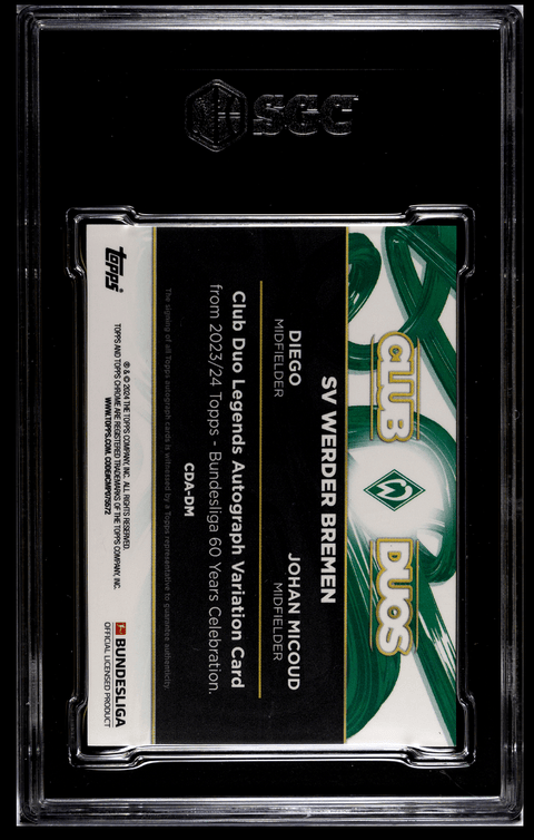 2023 - 24 Topps Bundesliga 60th Anniversary Celebration Diego / Micoud Dual Autograph SGC 10 - underpaidcollectibles