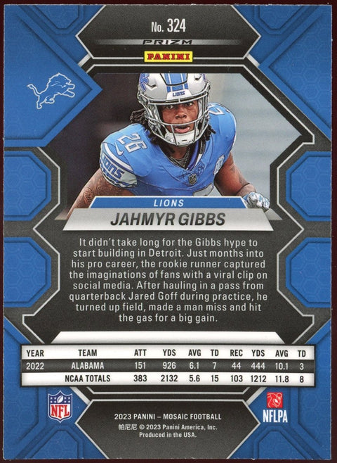 2023 Panini Mosaic NFL Jahmyr Gibbs Lions Red Sparkle SP - underpaidcollectibles