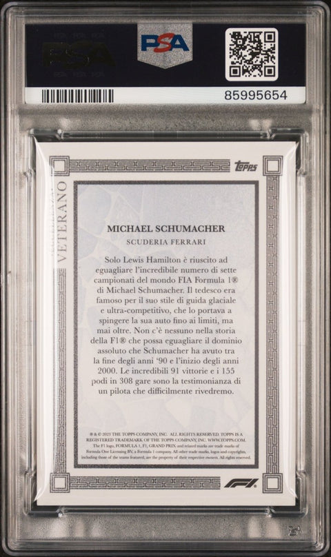 2023 Topps Eccellenza Formula 1 Michael Schumacher Veterano - Gray /75 PSA 10 - underpaidcollectibles