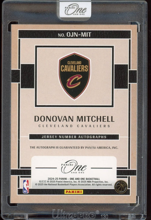 2024 - 25 Panini One and One Basketball NBA Donovan Mitchell Jersey Number Auto /45 - underpaidcollectibles