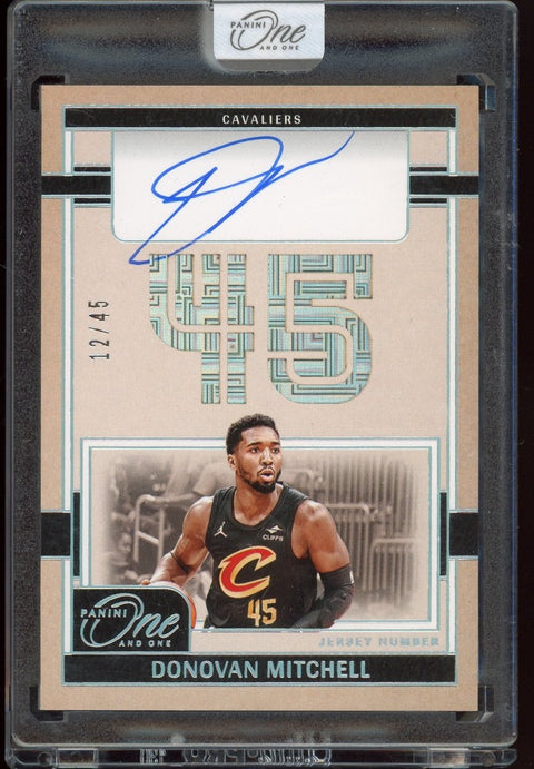 2024 - 25 Panini One and One Basketball NBA Donovan Mitchell Jersey Number Auto /45 - underpaidcollectibles