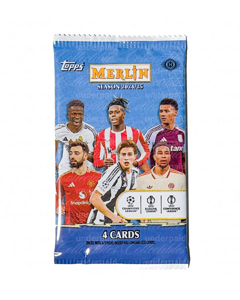 2024 - 25 Topps Chrome Merlin UEFA Club Competitions Soccer Hobby Pack - underpaidcollectibles