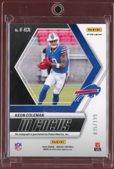 2024 Panini Mosaic Football Keon Coleman In Focus Red Rookie Auto /199 - underpaidcollectibles