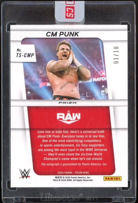 2024 Panini Prizm WWE CM Punk Throwback Signatures Gold Prizm Auto /10 - underpaidcollectibles