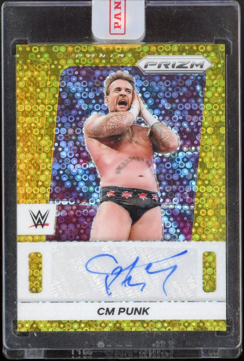 2024 Panini Prizm WWE CM Punk Throwback Signatures Gold Prizm Auto /10 - underpaidcollectibles
