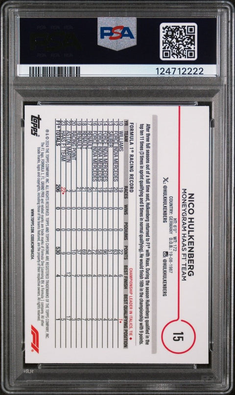2024 Topps Chrome Formula 1 15 Nico Hulkenberg Mini Diamond Refractor Autograph PSA 10 Auto 10 - underpaidcollectibles