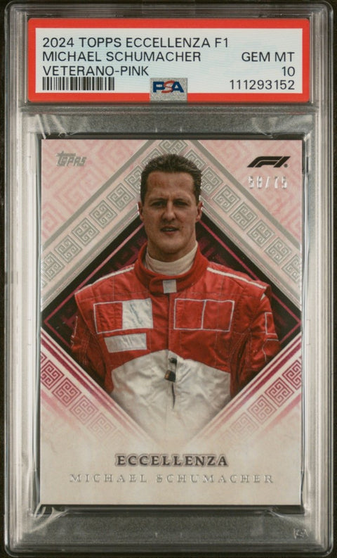 2024 Topps Eccellenza Formula 1 Michael Schumacher Veterano - Pink /75 PSA 10 - underpaidcollectibles