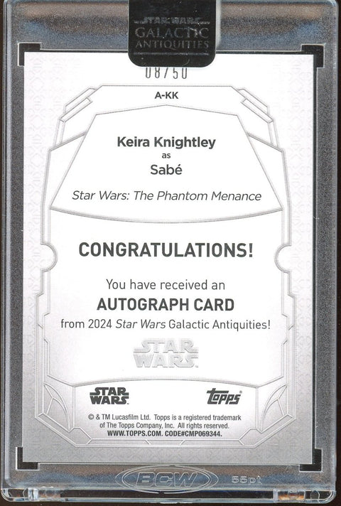 2024 Topps Star Wars Galactic Antiquities Keira Knightley as Sabé Auto /50 - underpaidcollectibles