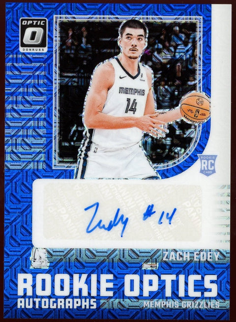 2024/25 Panini NBA Zach Edey Rookie Optic Signatures Blue Mojo /24 - underpaidcollectibles