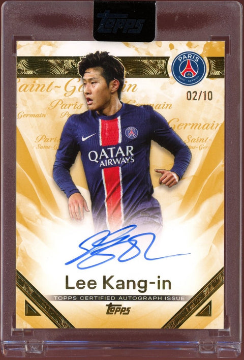 2024/25 Topps Exhibition Paris Saint-Germain Lee Kang-in Gold Auto /10 - underpaidcollectibles