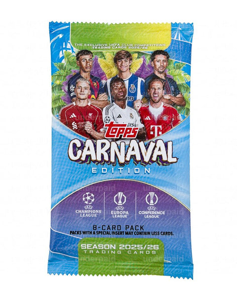 2025 - 26 Topps Soccer UCC UEFA Club Competitions Carnaval Edition Hobby Pack - underpaidcollectibles