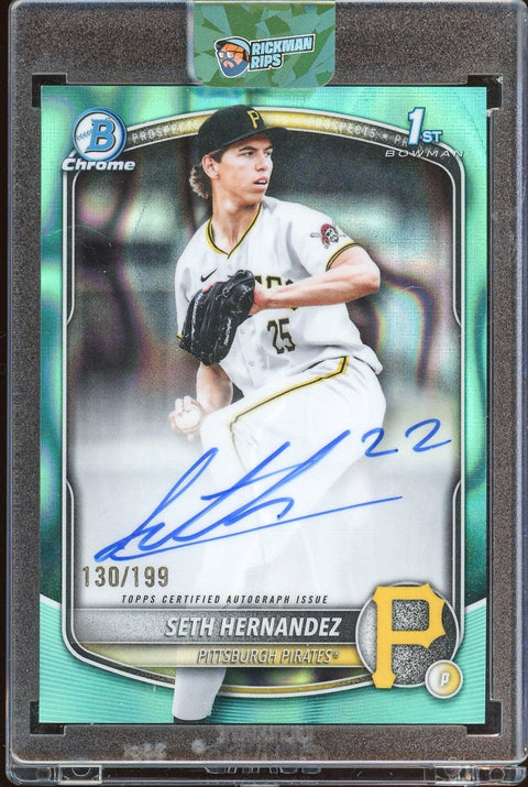 2025 Bowman Draft Seth Hernandez Chrome Auto Aqua Lava Refractor 1st /199 - underpaidcollectibles