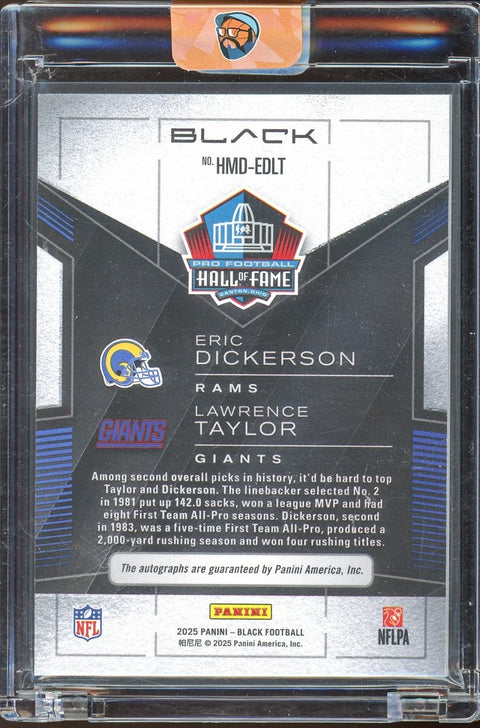 2025 Panini Black Hall Mates Dual Auto Eric Dickerson Lawrence Taylor /15 - underpaidcollectibles