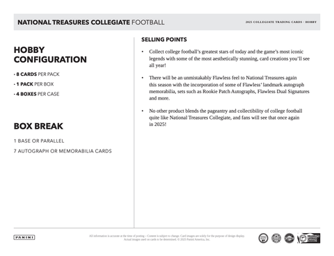 2025 Panini National Treasures Collegiate Football Hobby Box - underpaidcollectibles
