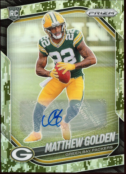 2025 Panini Prizm Football Matthew Golden Rookie Camo Auto /25 - underpaidcollectibles