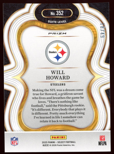 2025 Panini Select Football Will Howard Suite Level /49 - underpaidcollectibles