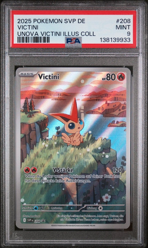 2025 Pokémon German SVP DE - SV Black Star Promo 208 Victini Art Rare PSA 9 - underpaidcollectibles