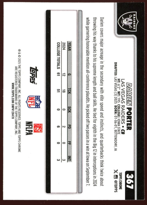 2025 Topps Chrome Football Darien Porter Team Camo - underpaidcollectibles