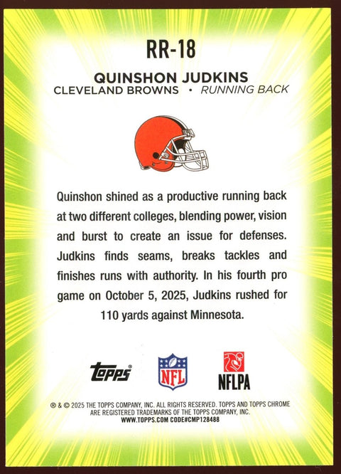 2025 Topps Chrome Football Quinshon Judkins Radiating Rookies - underpaidcollectibles