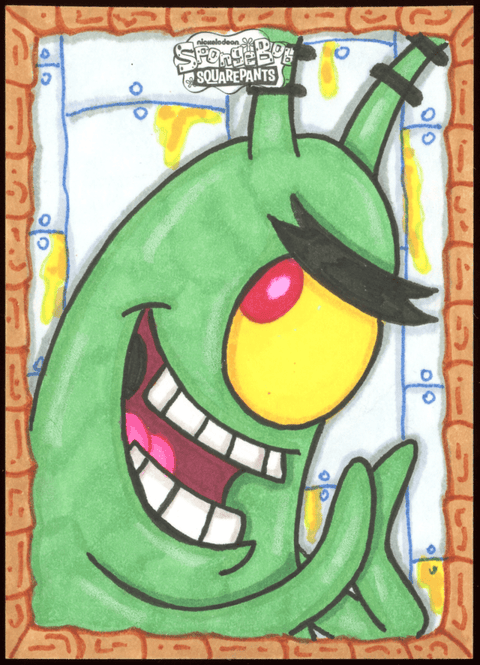 2025 Topps Chrome SpongeBob SquarePants 25th Anniversary: Evil Plankton Sketch Bobby Blakey - underpaidcollectibles