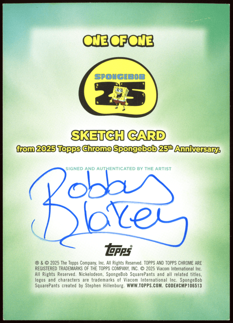 2025 Topps Chrome SpongeBob SquarePants 25th Anniversary: Evil Plankton Sketch Bobby Blakey - underpaidcollectibles