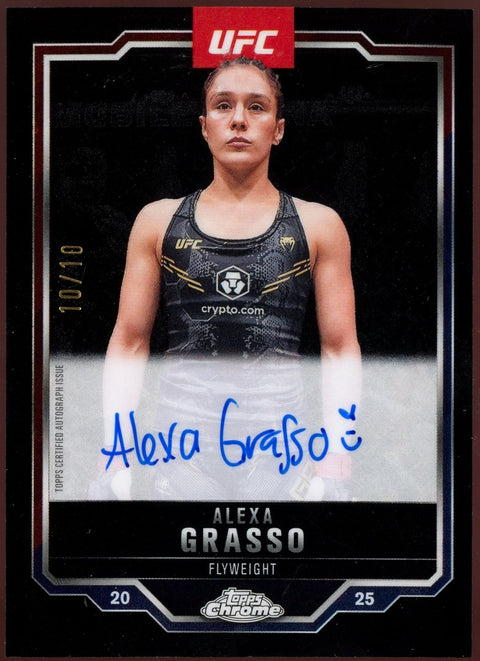 2025 Topps Chrome UFC Alexa Grasso Black Auto /10 CVA-AGR - underpaidcollectibles