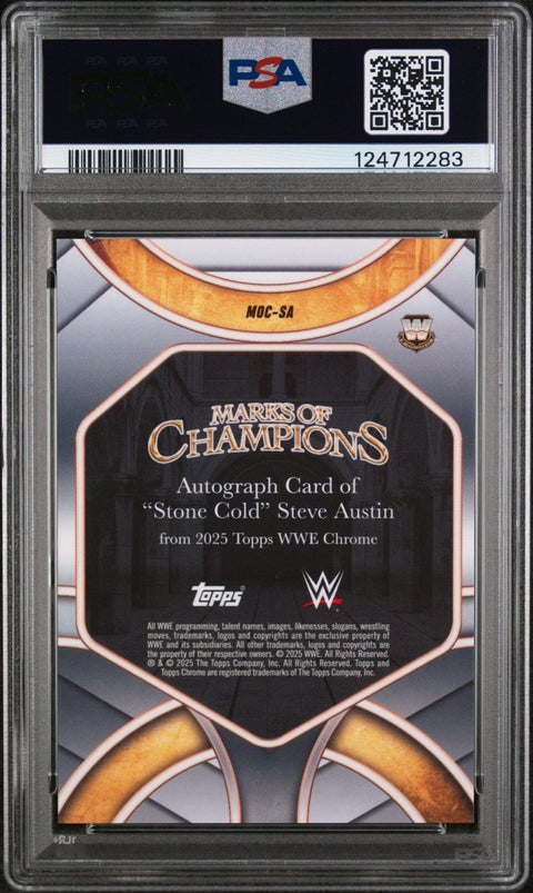 2025 Topps Chrome WWE Marks of Champions Autographs SA Steve Austin AU - ORG RF PSA 10 Auto 10 - underpaidcollectibles