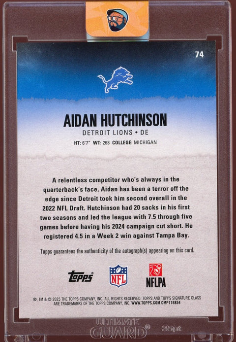 2025 Topps Signature Class Football Aidan Hutchinson 74 Auto /50 - underpaidcollectibles