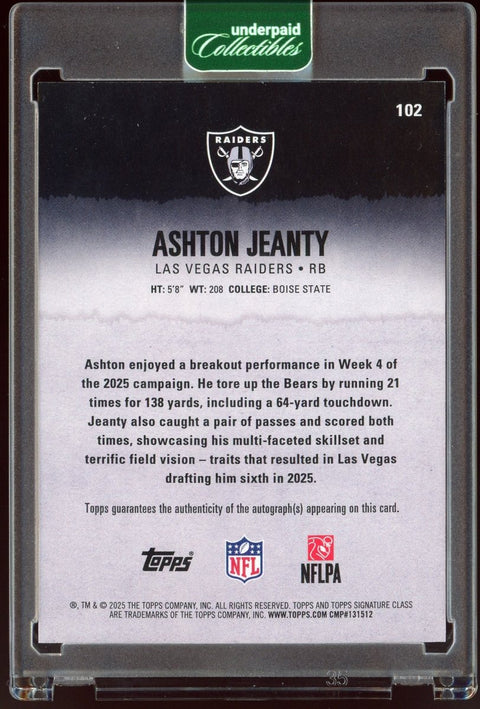 2025 Topps Signature Class NFL Ashton Jeanty Rookie Auto Raiders - underpaidcollectibles