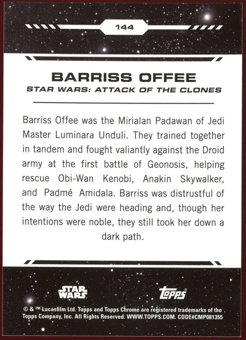 2025 Topps Star Wars Chrome Barriss Offee 144 Superfractor 1/1 - underpaidcollectibles