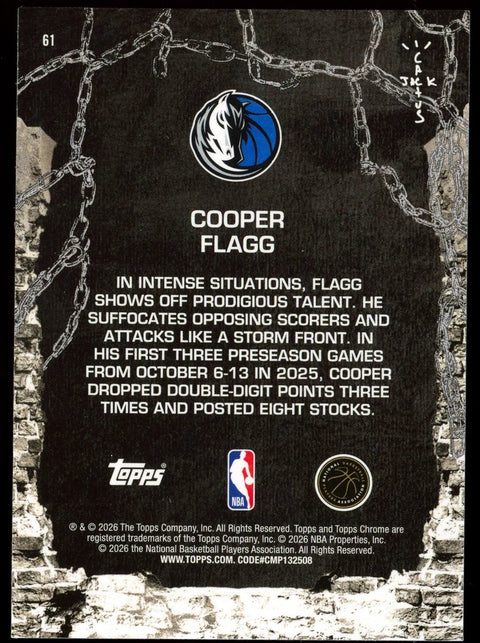2025/26 Topps Cactus Jack Basketball Cooper Flagg Rookie Base - underpaidcollectibles