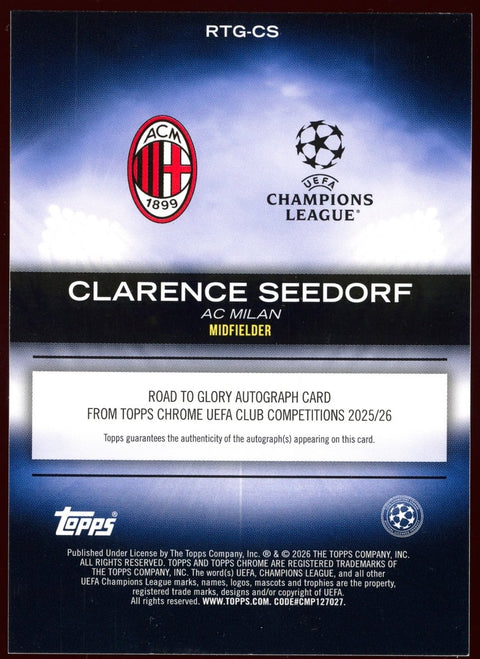 2025/26 Topps Chrome UCC Clarence Seedorf AC Milan Auto /50 - underpaidcollectibles
