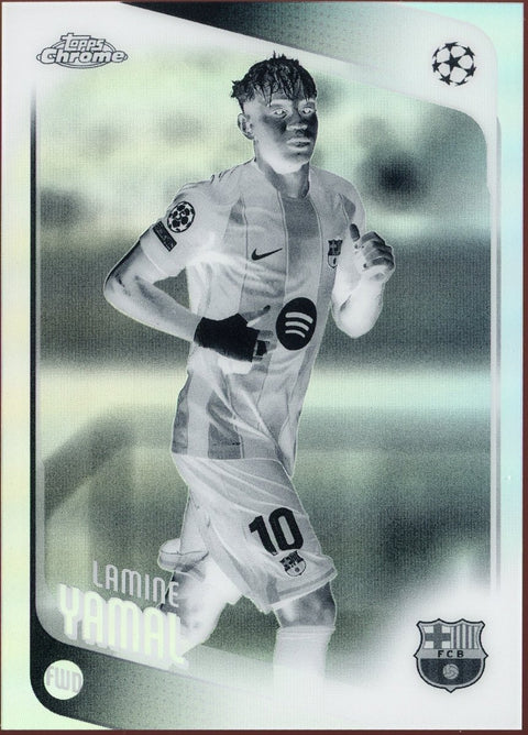 2025/26 Topps Chrome UCC Lamine Yamal Negative Refractor - underpaidcollectibles